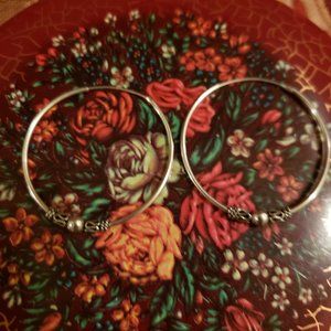 Sterling Silver Hoop Earrings For Women With Beads